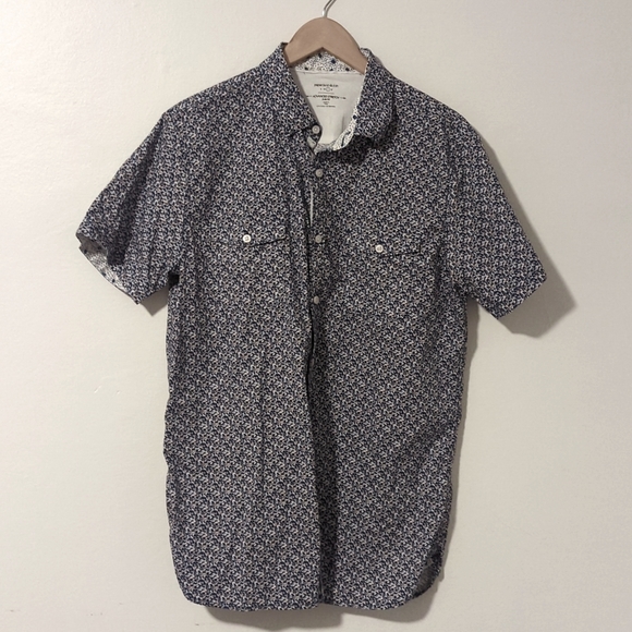 Paper Denim & Cloth Slim Fit Stretch Short Sleeve Button Down L - Picture 1 of 5